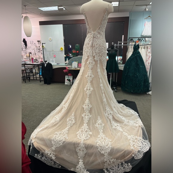 Champagne Lace Alyce Bridal Gown - Picture 3 of 13